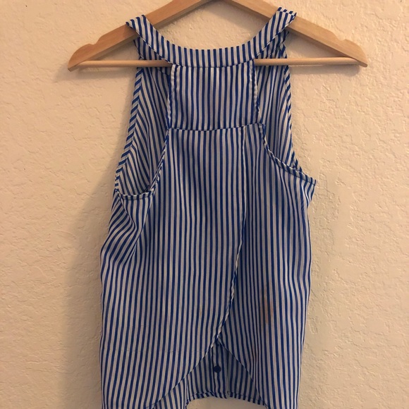 Striped Mesh Collar Tank Top - Picture 2 of 3